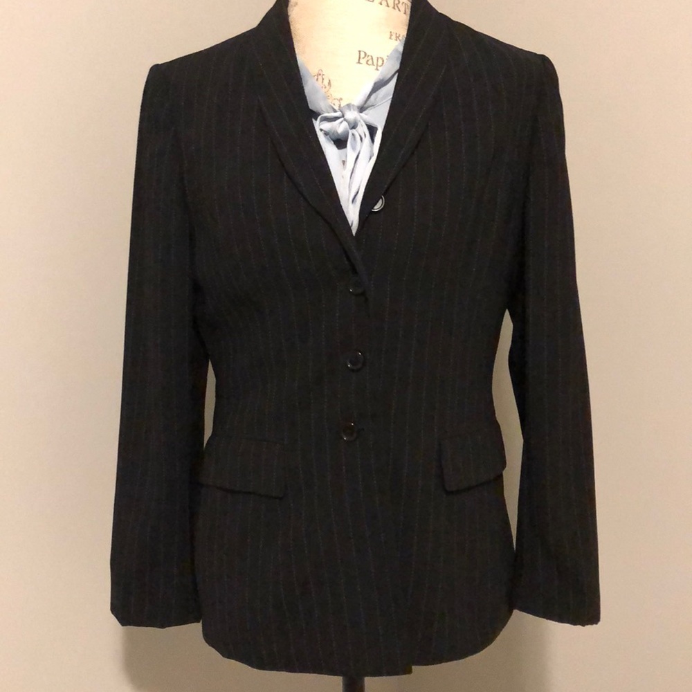 Jones Suit Jacket Black with Thin White Stripes 8